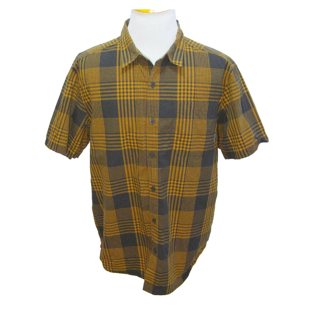 COLUMBIA Men's (Size Large) Copper Color Checks Short Sleeve Button Front Shirt